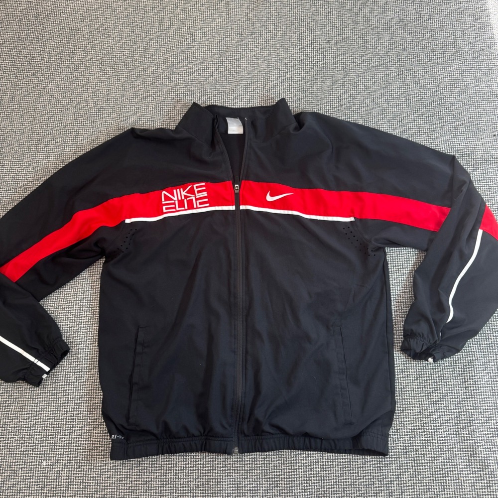 Nike Elite Dri-FIT Full Zip Track Jacket Mens XL Black Red Stripe Basketball